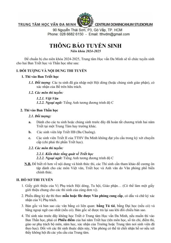 TRUNG TÂM THẦN HỌC SEDES SAPIENTIAE