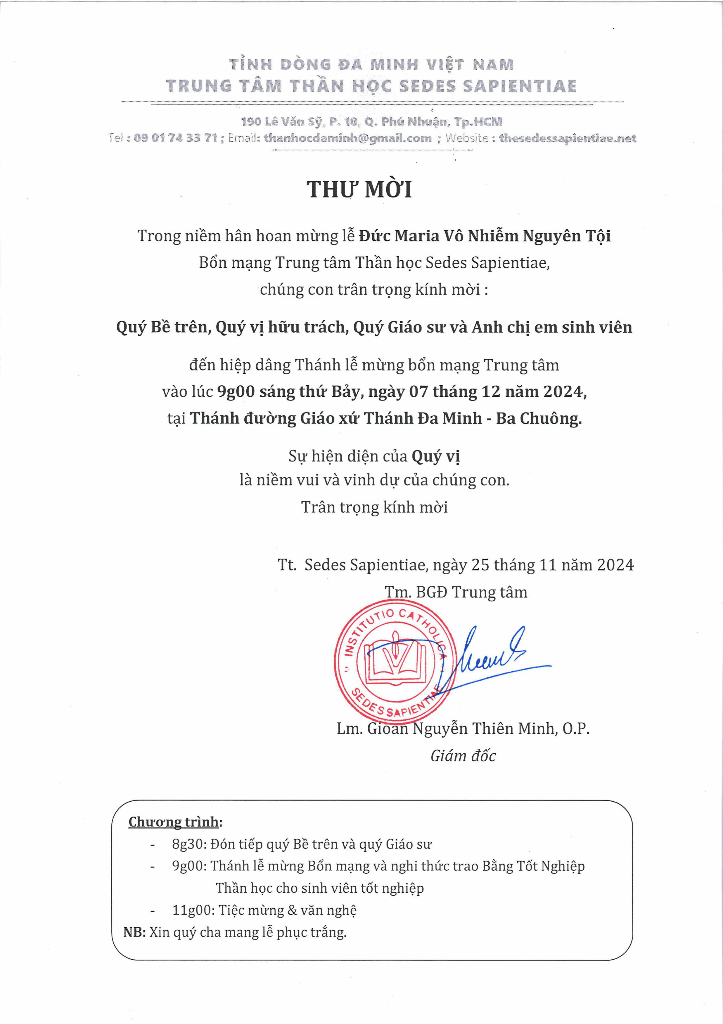 TRUNG TÂM THẦN HỌC SEDES SAPIENTIAE